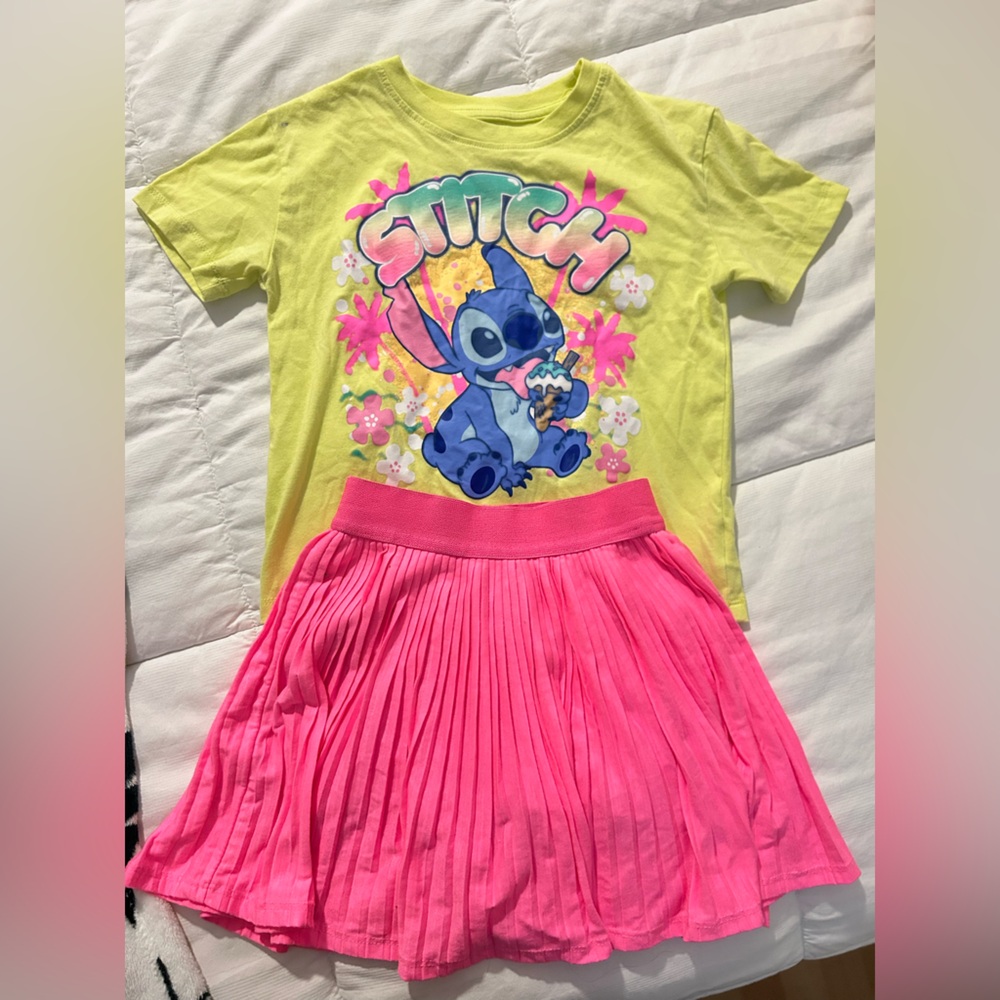 Disney Stitch 2 Piece Shirt & Skirt Set